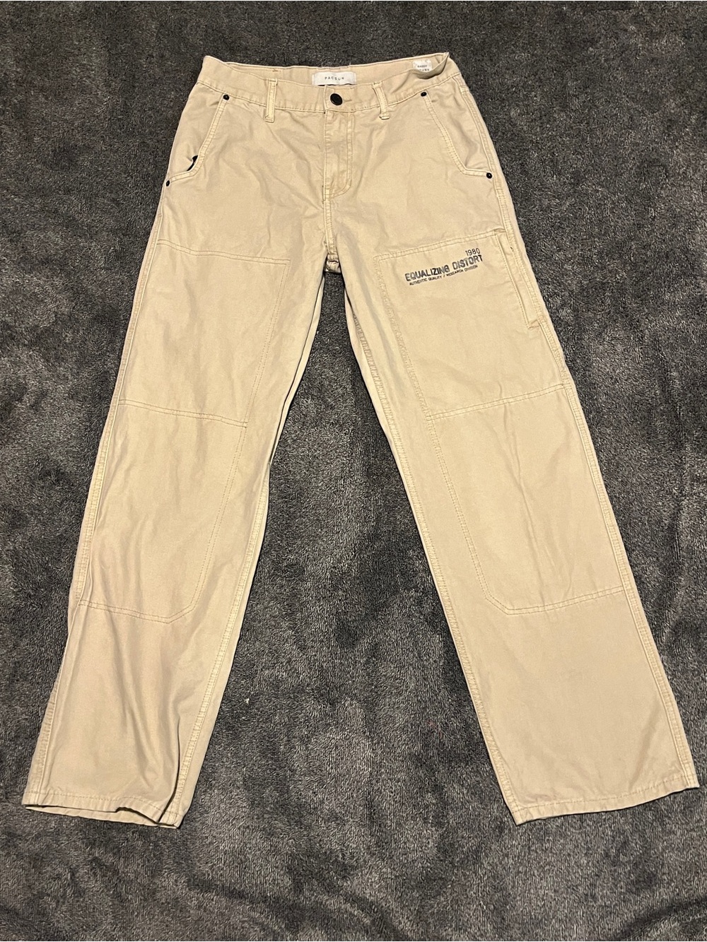 PacSun Khaki Baggy Carpenter Pants 1980 Equalizing Distort Double Knee 30x32